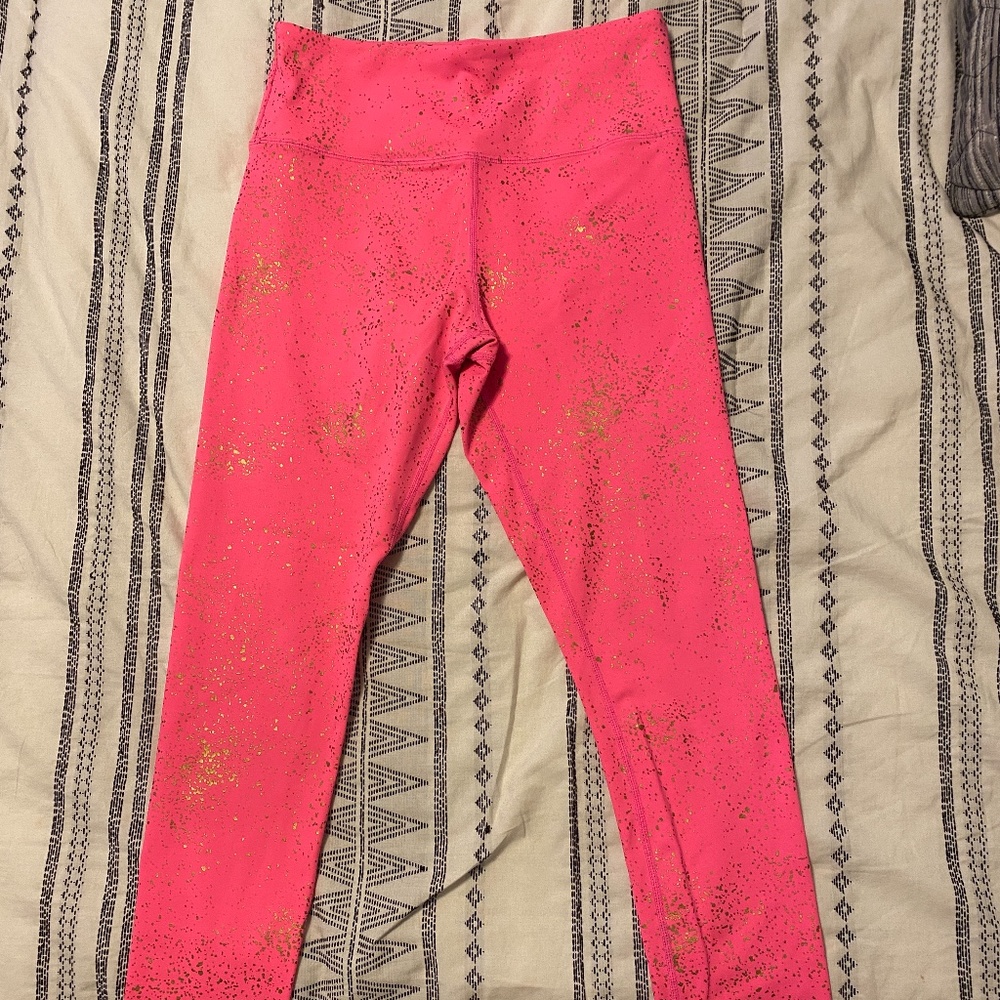 Zyia hot pink gold fleck 6-8 7/8 tights